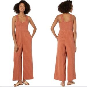 Roxy Adventure Bound Woven Tank Jumpsuit Rust Orange Size L NWT